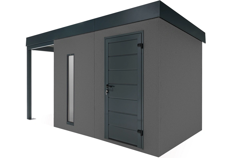 GARDEON® Záhradný domček s dverami Hörmann, svetlíkom a ľavým prístreškom