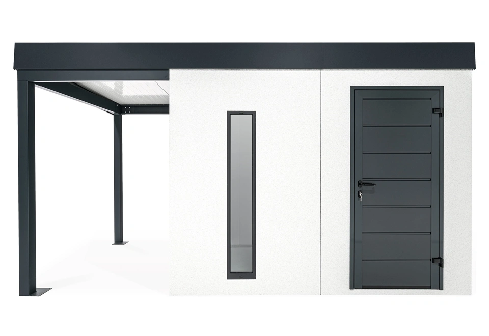 GARDEON® Záhradný domček s dverami Hörmann, svetlíkom a ľavým prístreškom