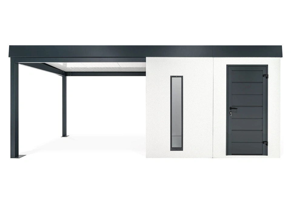 GARDEON® Záhradný domček s dverami Hörmann, svetlíkom a ľavým prístreškom