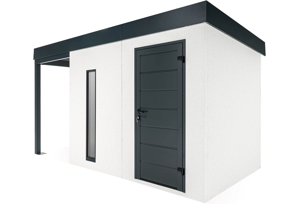 GARDEON® Záhradný domček s dverami Hörmann, svetlíkom a ľavým prístreškom