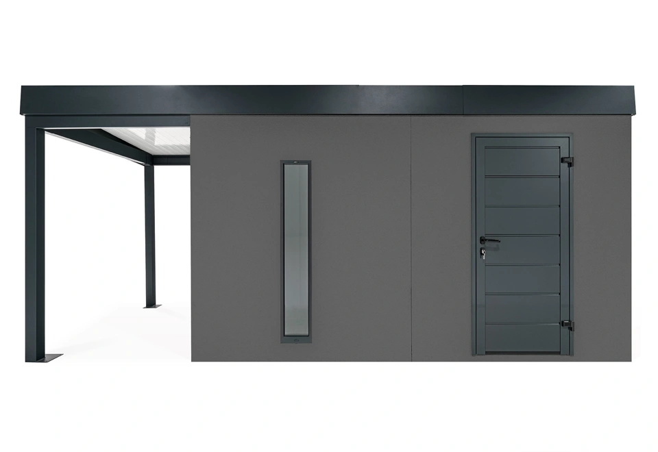 GARDEON® Záhradný domček s dverami Hörmann, svetlíkom a ľavým prístreškom