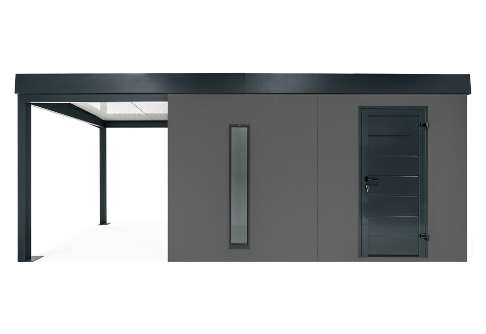 GARDEON® Záhradný domček s dverami Hörmann, svetlíkom a ľavým prístreškom