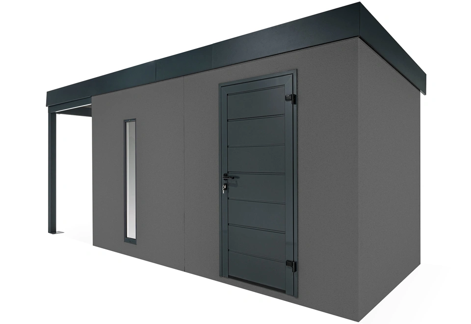 GARDEON® Záhradný domček s dverami Hörmann, svetlíkom a ľavým prístreškom