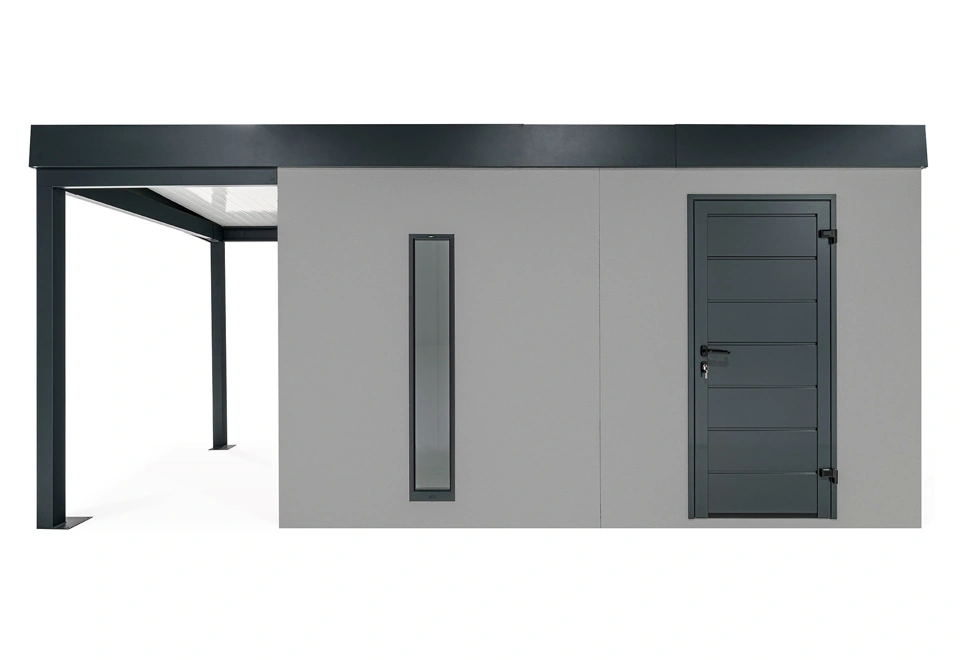 GARDEON® Záhradný domček s dverami Hörmann, svetlíkom a ľavým prístreškom