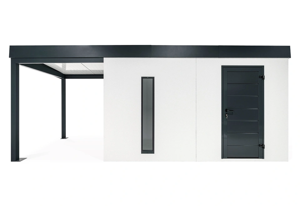 GARDEON® Záhradný domček s dverami Hörmann, svetlíkom a ľavým prístreškom