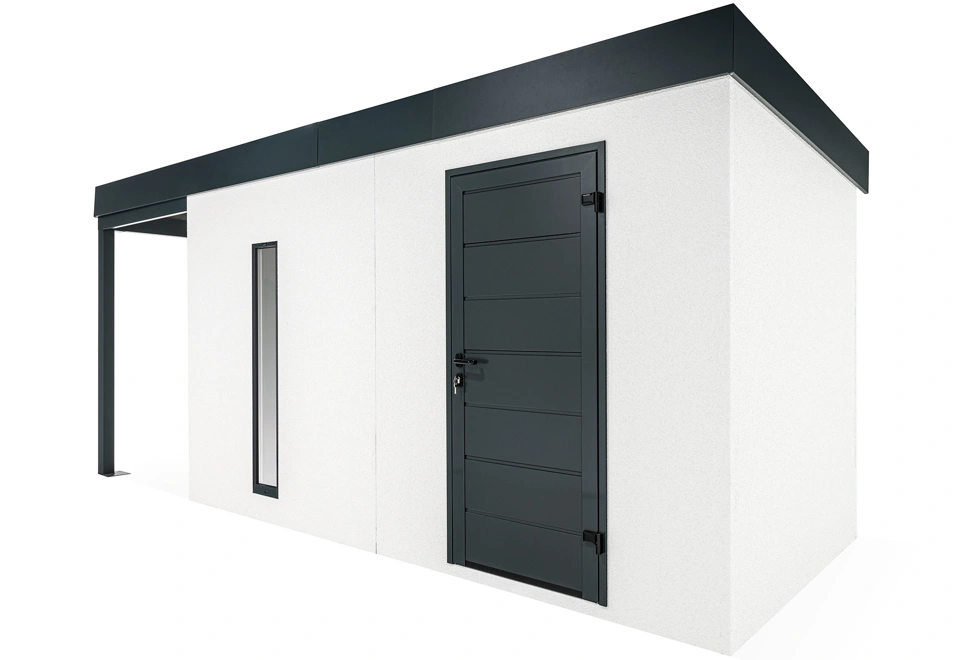 GARDEON® Záhradný domček s dverami Hörmann, svetlíkom a ľavým prístreškom
