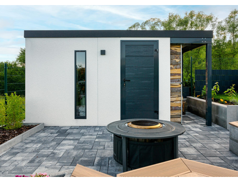 GARDEON® Záhradný domček s dverami Hörmann, svetlíkom a pravým prístreškom GARDEON® Záhradný domček s dverami Hörmann, svetlíkom a pravým prístreškom