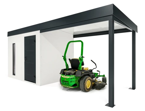 GARDEON® Záhradný domček s dverami Hörmann, svetlíkom a pravým prístreškom GARDEON® Záhradný domček s dverami Hörmann, svetlíkom a pravým prístreškom