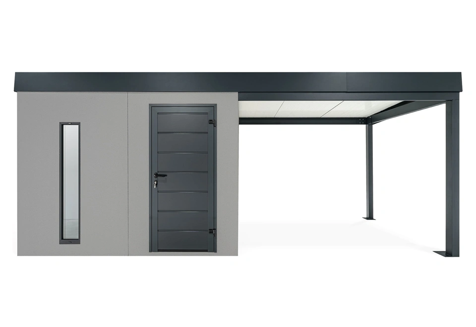 GARDEON® Záhradný domček s dverami Hörmann, svetlíkom a pravým prístreškom