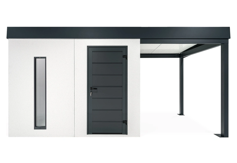 GARDEON® Záhradný domček s dverami Hörmann, svetlíkom a pravým prístreškom