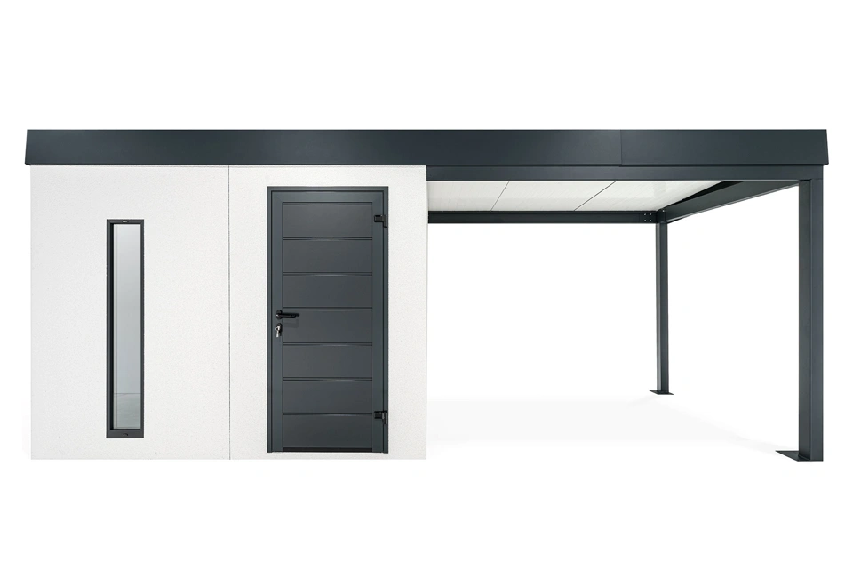 GARDEON® Záhradný domček s dverami Hörmann, svetlíkom a pravým prístreškom