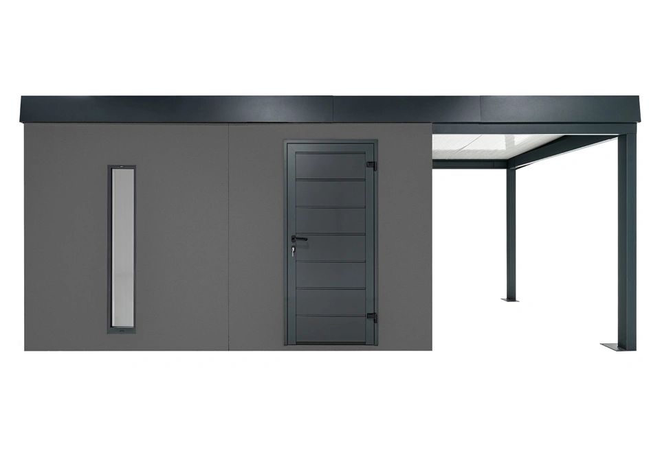 GARDEON® Záhradný domček s dverami Hörmann, svetlíkom a pravým prístreškom