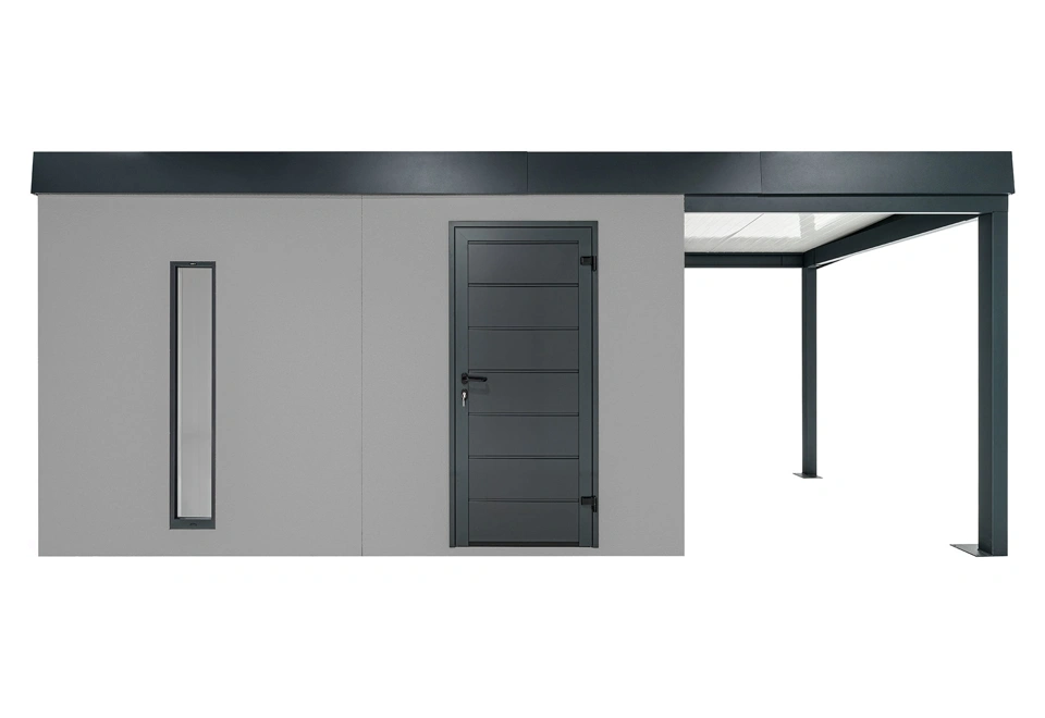 GARDEON® Záhradný domček s dverami Hörmann, svetlíkom a pravým prístreškom