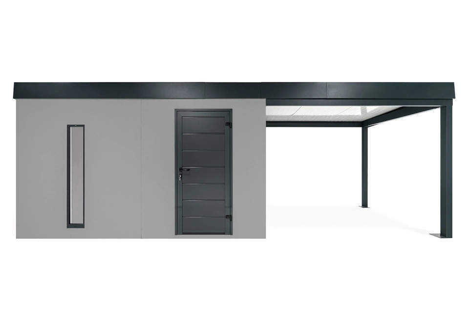 GARDEON® Záhradný domček s dverami Hörmann, svetlíkom a pravým prístreškom