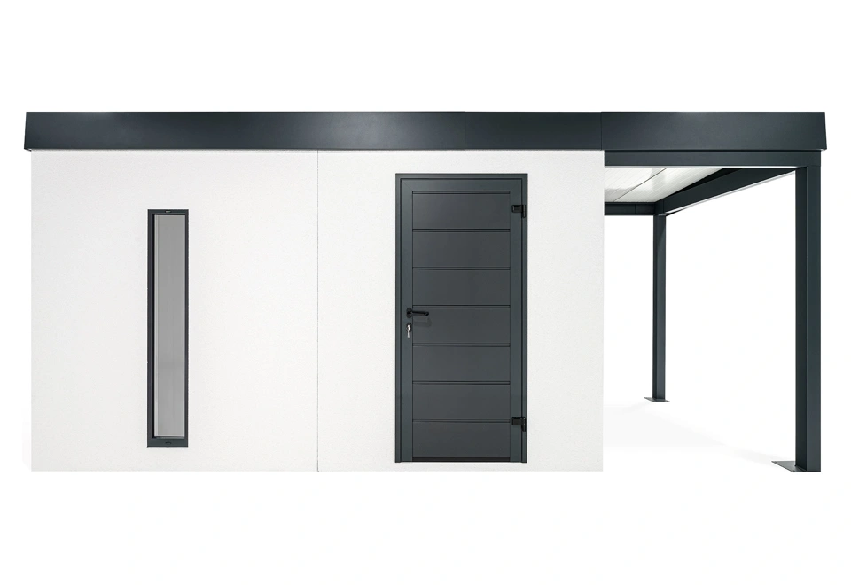 GARDEON® Záhradný domček s dverami Hörmann, svetlíkom a pravým prístreškom