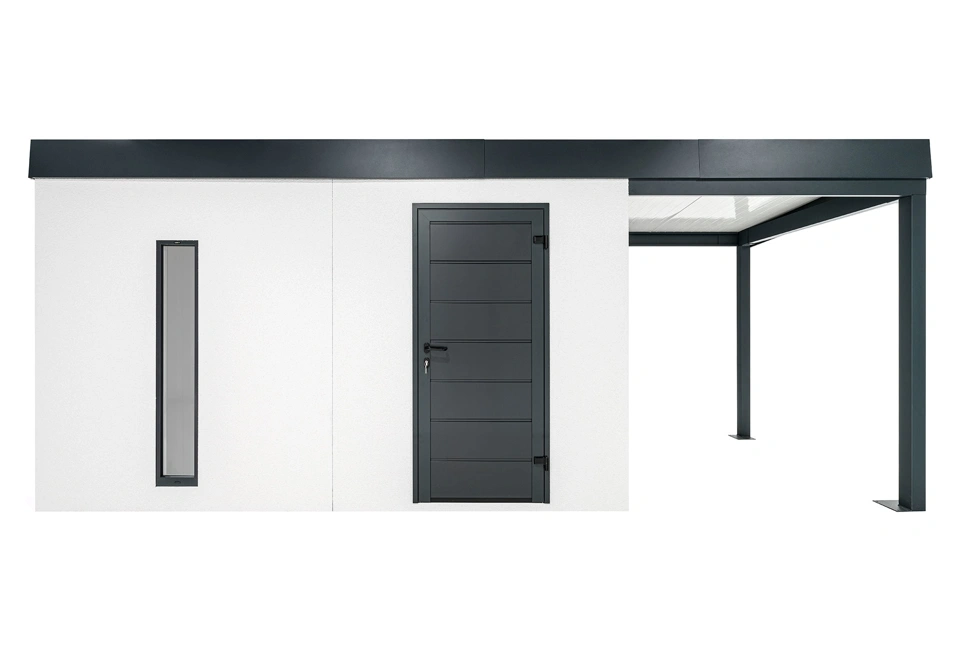 GARDEON® Záhradný domček s dverami Hörmann, svetlíkom a pravým prístreškom