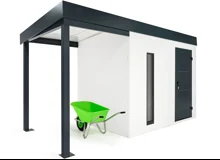 GARDEON® Záhradný domček s dverami Hörmann, svetlíkom a prístreškom