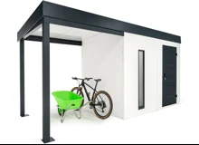 GARDEON® Záhradný domček s dverami Hörmann, svetlíkom a prístreškom