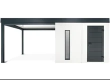 GARDEON® Záhradný domček s dverami Hörmann, svetlíkom a prístreškom