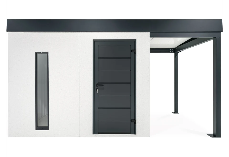 GARDEON® Záhradný domček s dverami Hörmann, svetlíkom a prístreškom