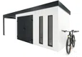 GARDEON® Záhradný domček s dvojitými dverami Hörmann, dvomi svetlíkmi a ľavým prístreškom