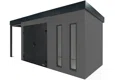GARDEON® Záhradný domček s dvojitými dverami Hörmann, dvomi svetlíkmi a ľavým prístreškom
