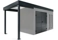 GARDEON® Záhradný domček s dvojitými dverami Hörmann, dvomi svetlíkmi a ľavým prístreškom