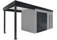 GARDEON® Záhradný domček s dvojitými dverami Hörmann, dvomi svetlíkmi a ľavým prístreškom