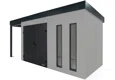 GARDEON® Záhradný domček s dvojitými dverami Hörmann, dvomi svetlíkmi a ľavým prístreškom