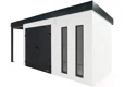GARDEON® Záhradný domček s dvojitými dverami Hörmann, dvomi svetlíkmi a ľavým prístreškom