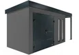 GARDEON® Záhradný domček s dvojitými dverami Hörmann, dvomi svetlíkmi a pravým prístreškom