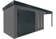 GARDEON® Záhradný domček s dvojitými dverami Hörmann, dvomi svetlíkmi a pravým prístreškom
