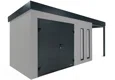 GARDEON® Záhradný domček s dvojitými dverami Hörmann, dvomi svetlíkmi a pravým prístreškom