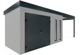 GARDEON® Záhradný domček s dvojitými dverami Hörmann, dvomi svetlíkmi a pravým prístreškom