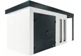 GARDEON® Záhradný domček s dvojitými dverami Hörmann, dvomi svetlíkmi a pravým prístreškom