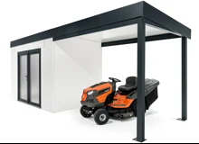 GARDEON® Záhradný domček s dvojitými presklenými dverami a prístreškom