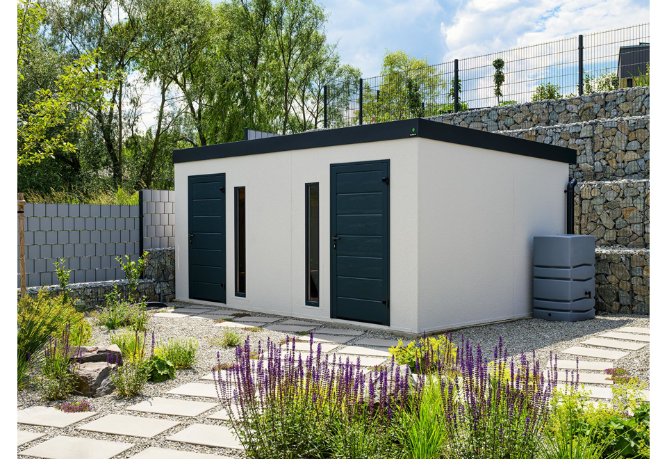 GARDEON® Záhradný domček s dvomi dverami Hörmann a dvomi svetlíkmi