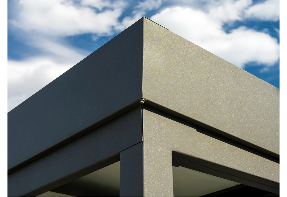 GARDEON® Záhradný domček s garážovou bránou a dverami Hörmann, oknom, dvomi svetlíkmi a dvomi prístreškami