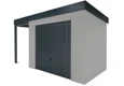 GARDEON® Záhradný domček s garážovou bránou Hörmann a ľavým prístreškom