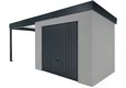 GARDEON® Záhradný domček s garážovou bránou Hörmann a ľavým prístreškom