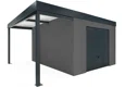 GARDEON® Záhradný domček s garážovou bránou Hörmann a ľavým prístreškom
