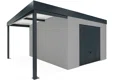 GARDEON® Záhradný domček s garážovou bránou Hörmann a ľavým prístreškom
