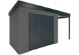 GARDEON® Záhradný domček s garážovou bránou Hörmann a pravým prístreškom