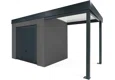 GARDEON® Záhradný domček s garážovou bránou Hörmann a pravým prístreškom