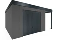 GARDEON® Záhradný domček s garážovou bránou Hörmann a pravým prístreškom