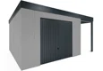 GARDEON® Záhradný domček s garážovou bránou Hörmann a pravým prístreškom