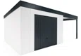 GARDEON® Záhradný domček s garážovou bránou Hörmann a pravým prístreškom