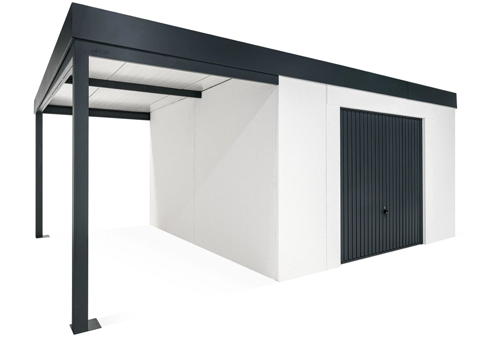 GARDEON® Záhradný domček s garážovou bránou Hörmann