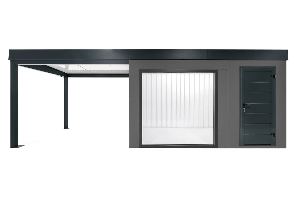 GARDEON® Záhradný domček s panoramatickým oknom a ľavým prístreškom