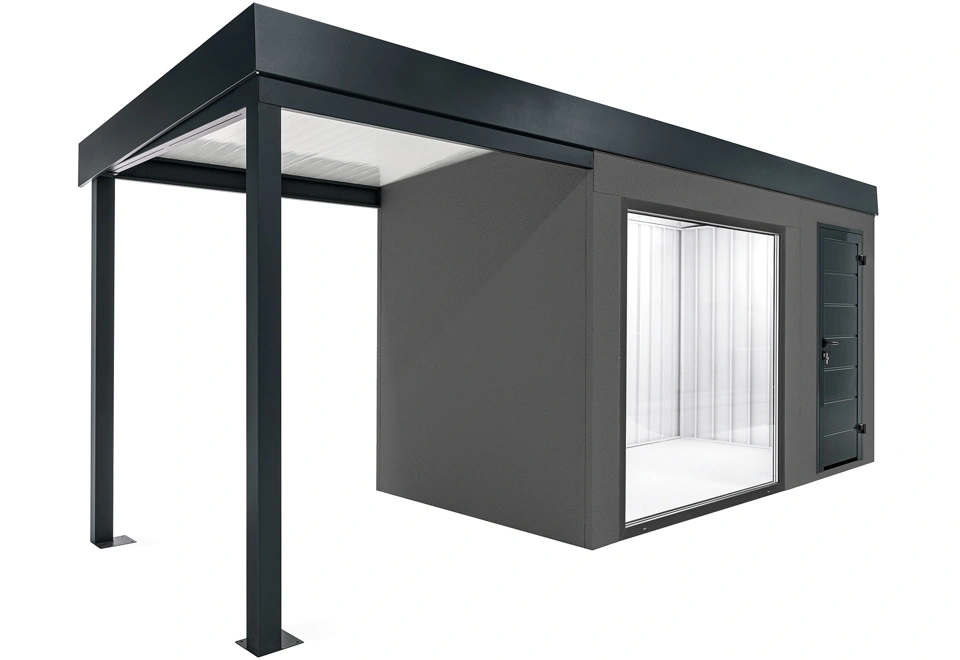 GARDEON® Záhradný domček s panoramatickým oknom a ľavým prístreškom